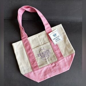 Trader Joe's LIMITED EDITION Mini Pastel PINK Canvas Tote Bag 2026